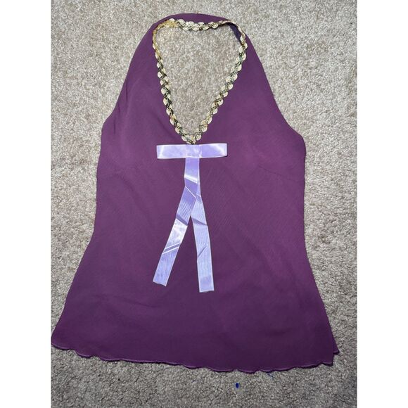 Size Small Purple Y2K Deadstock Halter Top - Picture 1 of 3